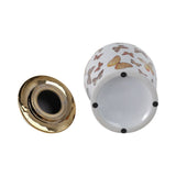 Decorative Temple Jar - White Ceramic Butterflies, 18 in.