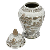Brown & White Classic Chinoiserie Ceramic Ginger Jar 18"