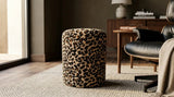 Leopard Bouclé Cylinder Pouf Ottoman