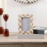 Picture Frames Scalloped Pattern Bone Inlay Collection,Brown