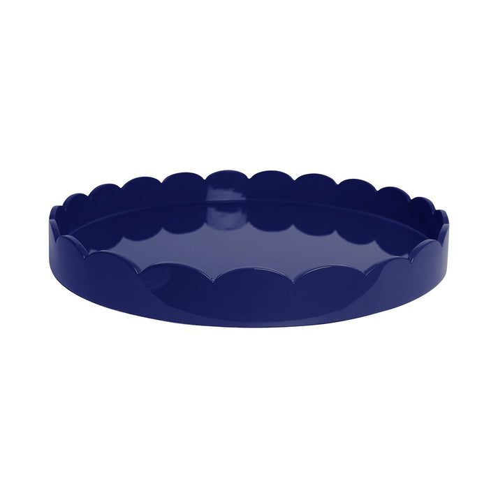 NAVY ROUND LARGE LACQUERED SCALLOP TRAY