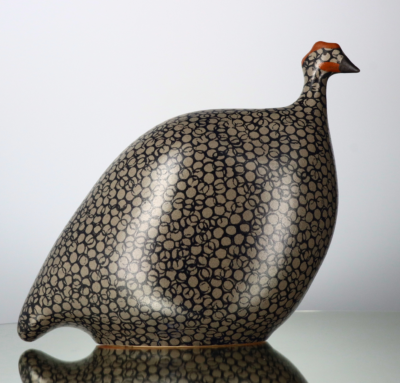GRAY SPOTTED BLACK MATTE GUINEA FOWL-LARGE