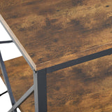 TARYN Extra Long Console Table with Outlet 3 Tier Industrial TV Stand Media Console Rustic Brown Top Black Steel Frame