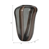 Decorative Vase - Brown Glass Large Modern Striped, 13 in.