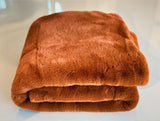 One Preevay Coco Brown Ultra-Soft Faux Rabbit Fur Throw | Luxury 800gsm Plush | 50x60