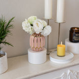Pink 8 in. Ceramic Novelty Striped Blush Vase