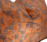 Handmade Velvet Throw Pillow 16x24 - Soft Brownish Orange