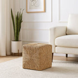 Decorative Ottoman - Brown Rattan Square Textured, 18 in.