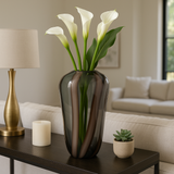 Decorative Vase - Brown Glass Large Modern Striped, 13 in.