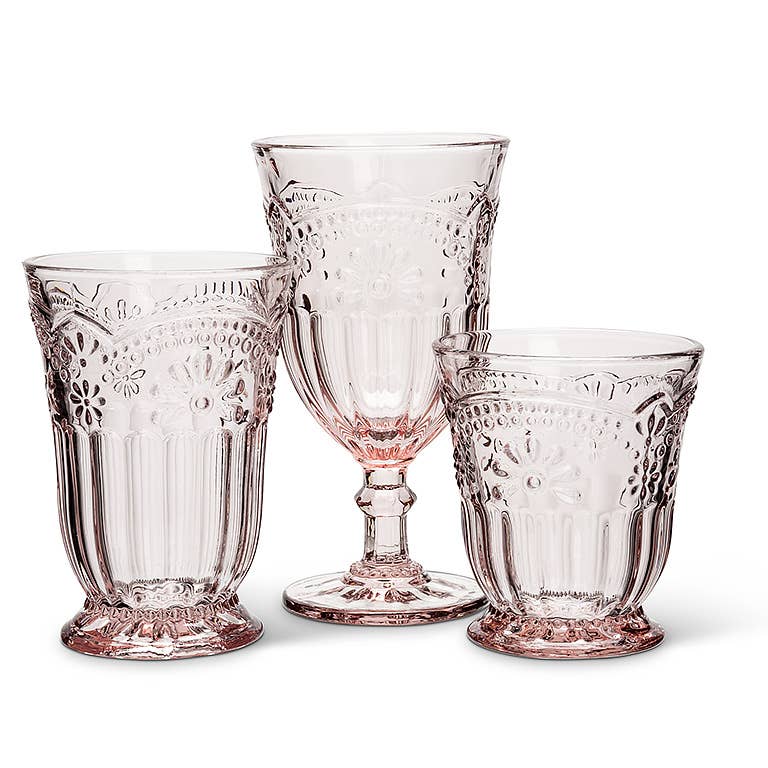 Flower Wine Glass-Pink-6.5"H(8oz)-944