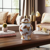 Multicolor 8x5 in. Ceramic Glam Temple Jar with Butterflies