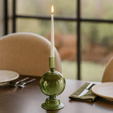 Taper Candle Holder - Olive Glass Bubble, 7 in.