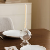 Taper Candle Holder - Clear Glass Bubble, 7 in.