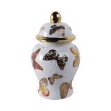 Multicolor 8x5 in. Ceramic Glam Temple Jar with Butterflies