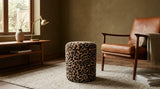 Leopard Bouclé Cylinder Pouf Ottoman