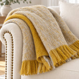 Luxe Striped Mohair Throw, Yellow