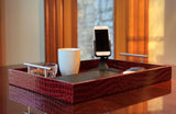 Premium Red Embossed Leather Tray