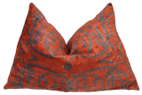 Handmade Velvet Throw Pillow 16x24 - Soft Brownish Orange