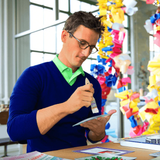 Double Heart Sketch Decoupage Glass Tray