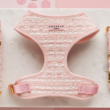 Pink Textured Tweed Adjustable Neck Harness: S