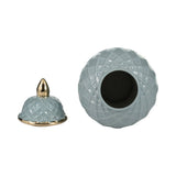 Ceramic Rope Temple Lidded Decorative Jar - Blue, 14 in.