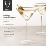 Deco Meridian Gold Rimmed Crystal Martini Glasses Set of 2