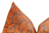 Handmade Velvet Throw Pillow 16x24 - Soft Brownish Orange
