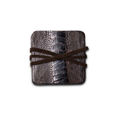 Ostrich Shin Coasters w/ Tie (s/6) - Brown