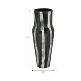 Metal Percy Patterned Embossed Vase - Gray, 12 in.