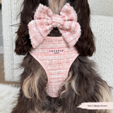 Pink Textured Tweed Adjustable Neck Harness: M