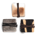 Wildebeest Hide Coasters w/ Tie (S/6)