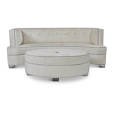 Gabriella Sofa : White & Contrasting Grey Velvet Acrylic Legs -JAMES By Jimmy DeLaurentis