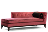 Emma Chaise Lounge - Sangria Velvet W/ Brown Velvet Bolster Sangria Welt- JAMES By Jimmy DeLaurentis