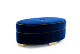 Gabriella Ottoman: Sapphire Velvet / Gold Legs - JAMES By Jimmy DeLaurentis