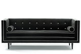 Gigi Sofa :Jet Black W/ Snow Velvet Welt & Buttons-JAMES By Jimmy DeLaurentis