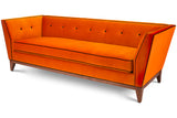 Isabella Sofa : Hermes Orange W/ Chocolate Velvet Contrasting Welt -JAMES By Jimmy DeLaurentis