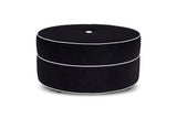 Lea Small Ottoman : Jet Black W/ Snow White Velvet Welt - JAMES By Jimmy DeLaurentis