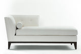 Luciana Chaise Left Facing: Bolster & Frame In White Wool Velvet - JAMES By Jimmy DeLaurentis