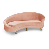 Melodia Curved Sofa :Soft Pink Velvet Gold Legs - JAMES By Jimmy DeLaurentis