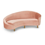Melodia Curved Sofa :Soft Pink Velvet Gold Legs - JAMES By Jimmy DeLaurentis
