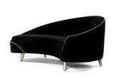 Melodia Curved Sofa : Jet Black and Snow Velvet /Gold Legs - JAMES By Jimmy DeLaurentis