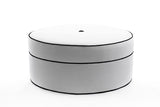 Lea Small Ottoman : Snow White / Jet Black Velvet Welt - JAMES By Jimmy DeLaurentis