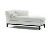 Luciana Chaise Left Facing: Bolster & Frame In White Wool Velvet - JAMES By Jimmy DeLaurentis