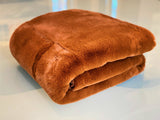 One Preevay Coco Brown Ultra-Soft Faux Rabbit Fur Throw | Luxury 800gsm Plush | 50x60