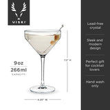 Raye™ Stemmed Angled Crystal Martini Glasses Set of 2