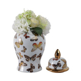 Multicolor 14x7 in. Ceramic Glam Temple Jar with Butterflies