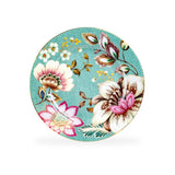 Peacock Lotus Garden Green Porcelain Dessert Plate Set of 2