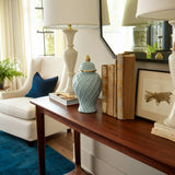 Ceramic Rope Temple Lidded Decorative Jar - Blue, 14 in.