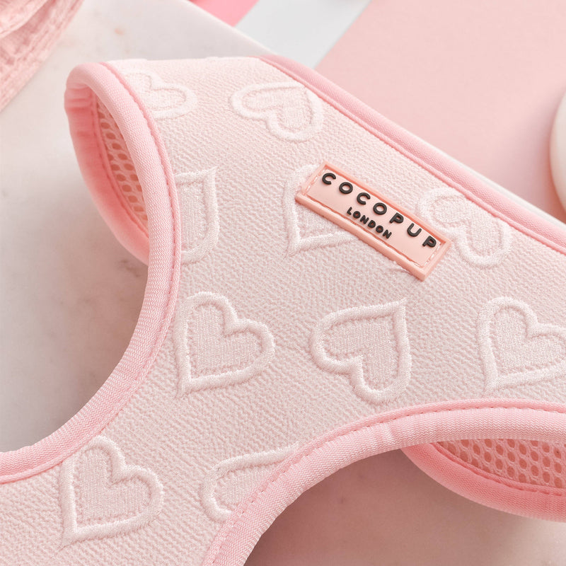 Luxe Adjustable Neck Harness - Baby Pink Heart: M