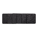 Ostrich Leather Coasters w/ Tie (S/6) - Black